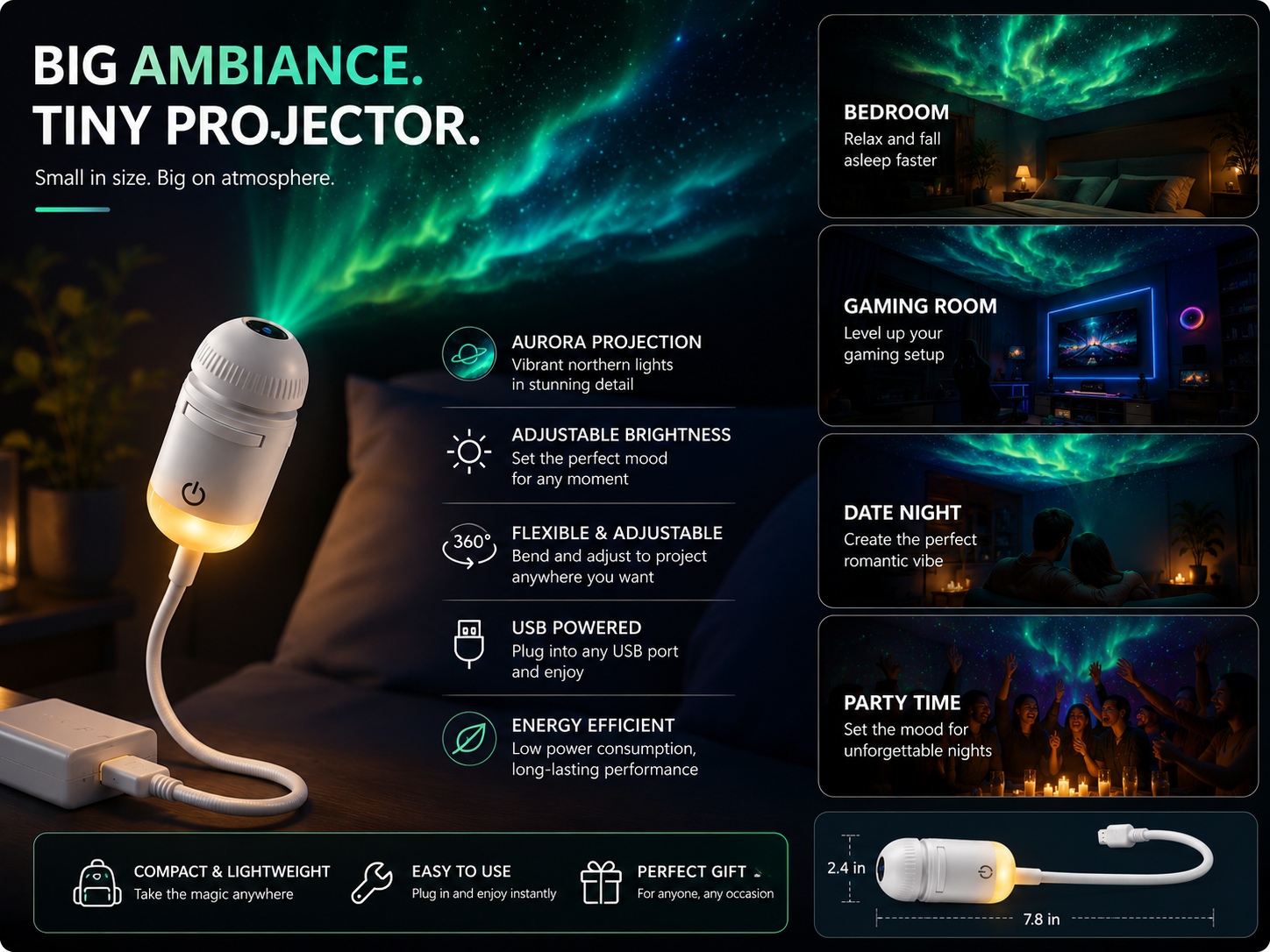 🌌 GalaxyGlow™ Starry Sky Ambient Projector – Bedroom & Car