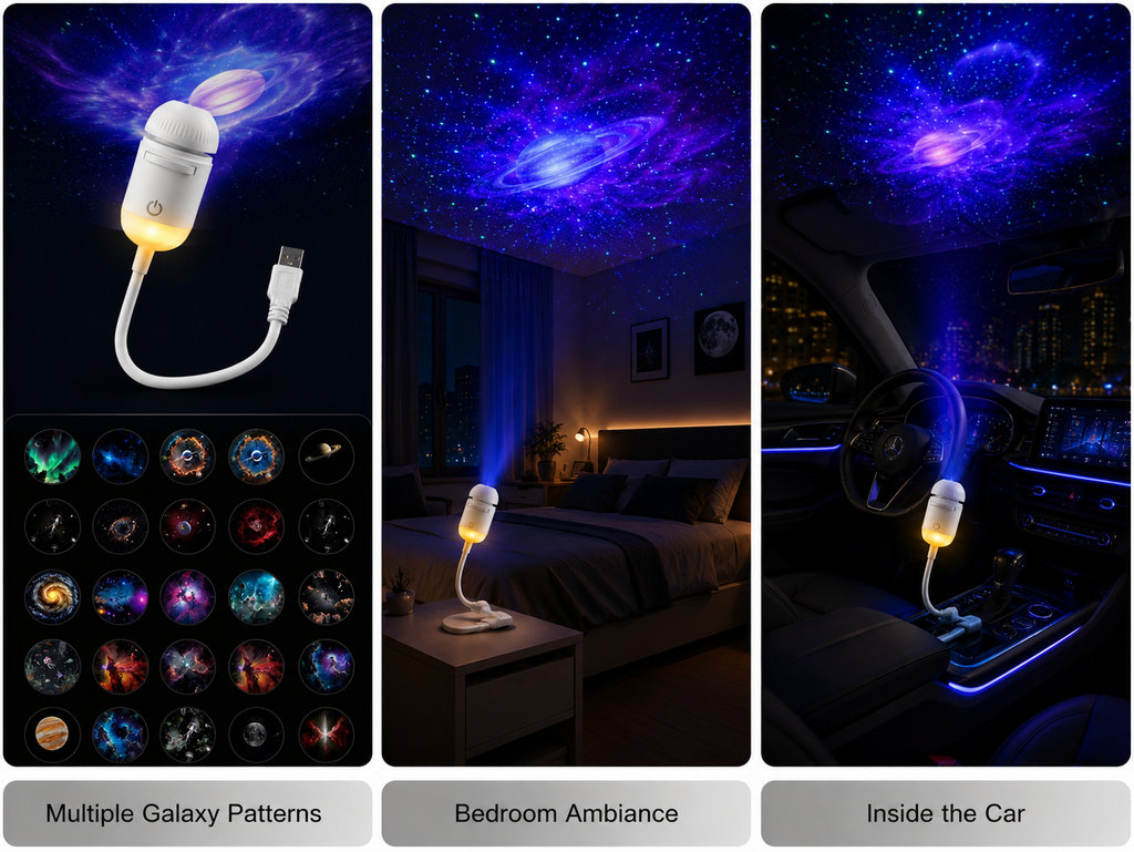🌌 GalaxyGlow™ Starry Sky Ambient Projector – Bedroom & Car