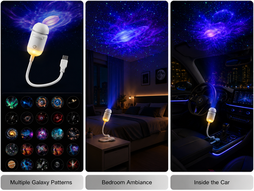 🌌 GalaxyGlow™ Starry Sky Ambient Projector – Bedroom & Car