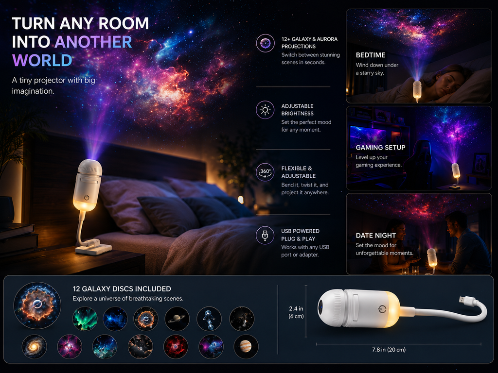 🌌 GalaxyGlow™ Starry Sky Ambient Projector – Bedroom & Car